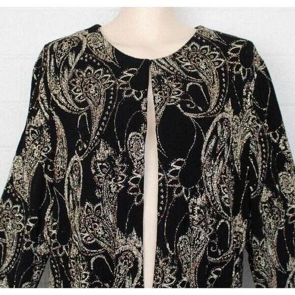 Alex Evenings XXL Gold Silver Trimmed Paisley 2 Piece Tank Jacket Set - Picture 4 of 11